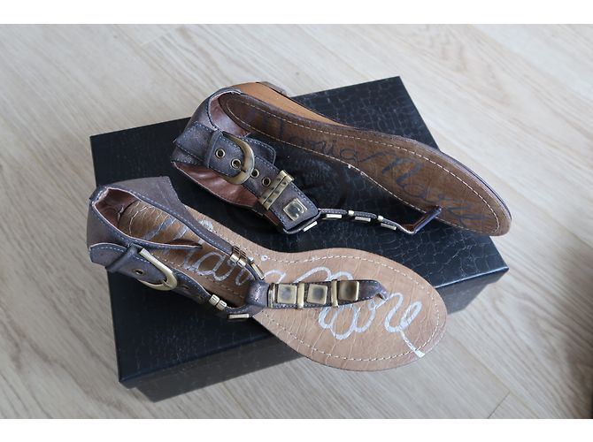Autre Marque Sandali con Tacco a Zeppa in Pelle Taupe - vista 4