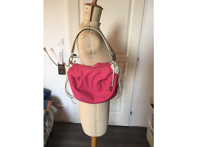 Borsa Lancel Siren rosa in tela e pelle bianca - vista 3