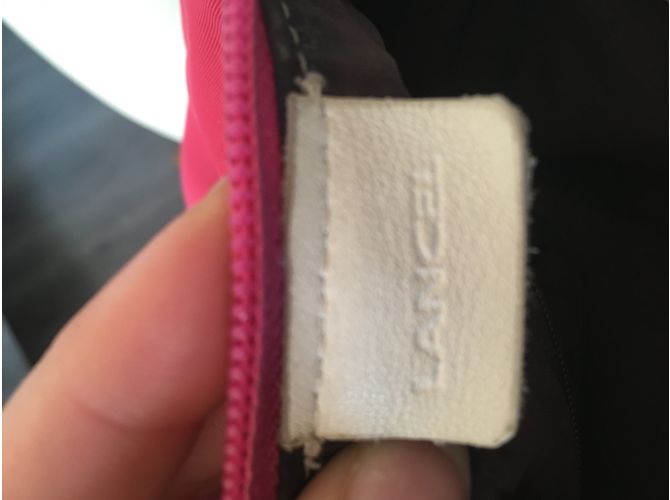 Borsa Lancel Siren rosa in tela e pelle bianca - vista 7