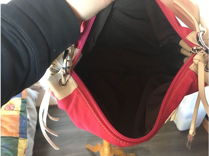 Borsa Lancel Siren rosa in tela e pelle bianca - vista 8