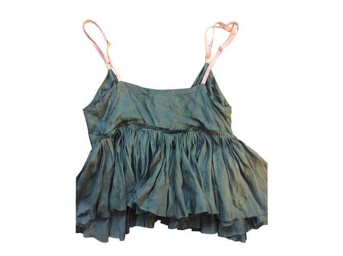 Top de seda Chloé caqui - vista 2