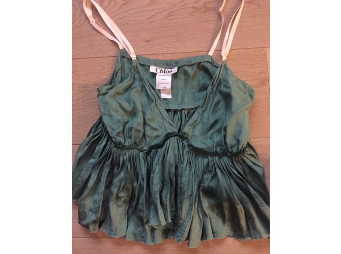 Top de seda Chloé caqui - vista 3
