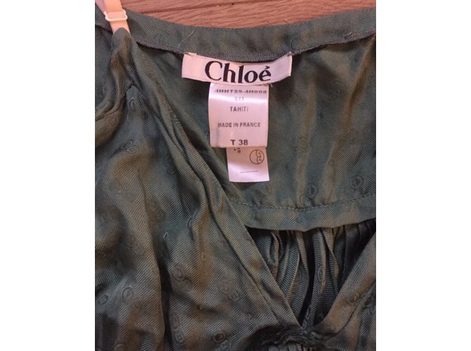 Top de seda Chloé caqui - vista 5