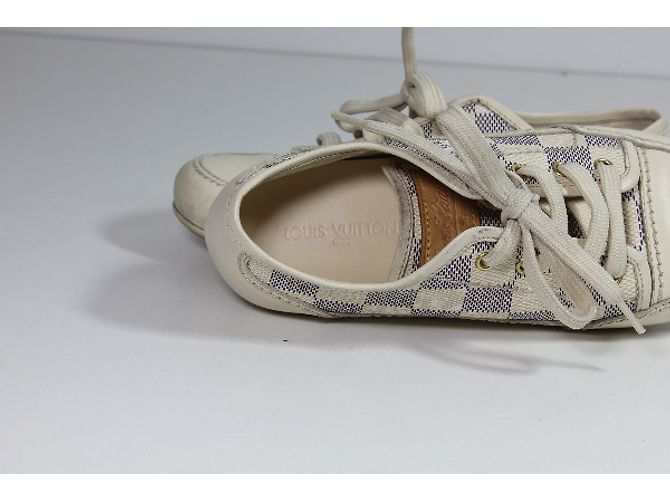 Baskets Louis Vuitton Damier Azur Bleu Ivoire Taille 29 Blanc cassé - vue 5
