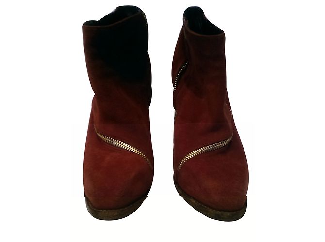 Stivaletti Alexander McQueen Borgogna Pelle e Scamosciata 37.5 Bordò - vista 2