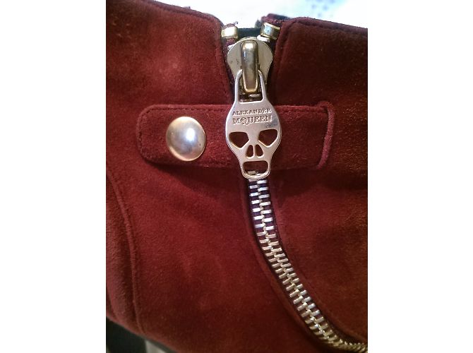 Stivaletti Alexander McQueen Borgogna Pelle e Scamosciata 37.5 Bordò - vista 5
