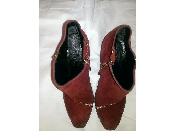 Stivaletti Alexander McQueen Borgogna Pelle e Scamosciata 37.5 Bordò - vista 6