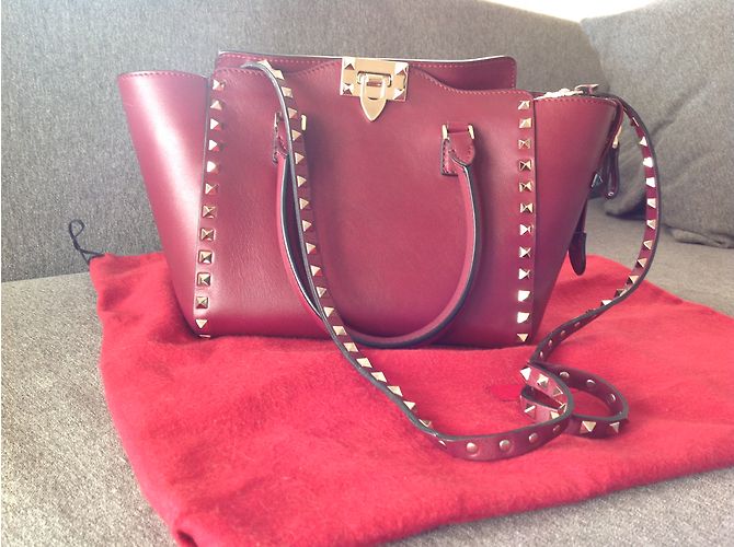Borsa piccola Valentino Garavani Rockstud in pelle rosso scuro Bordò - vista 3