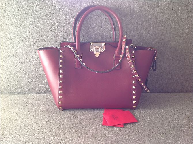 Borsa piccola Valentino Garavani Rockstud in pelle rosso scuro Bordò - vista 7
