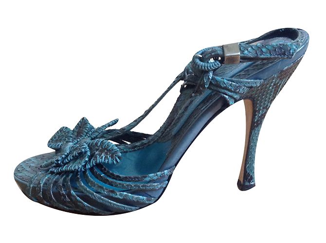 Ermanno Scervino Pumps aus blauem exotischem Pythonleder Größe 37 - Ansicht 2