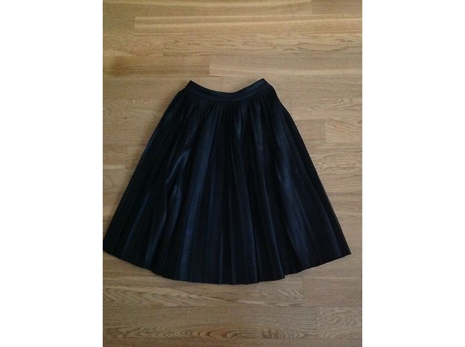 Falda longuette Asos de imitación cuero negra plisada Negro - vista 6