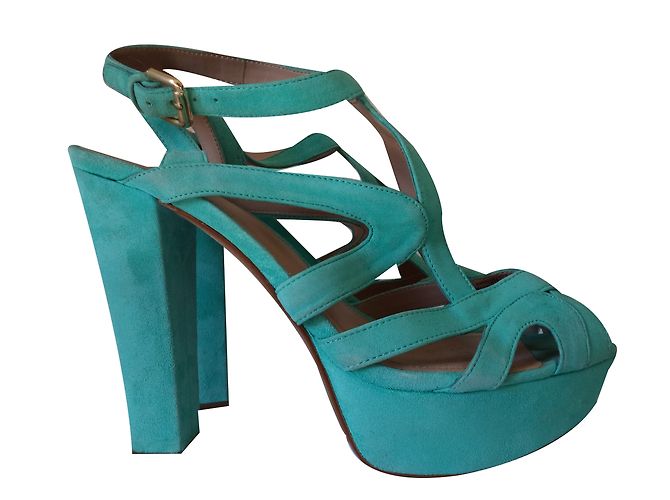 Sandali Zara Turchese in Scamosciato 41 Blu - vista 2