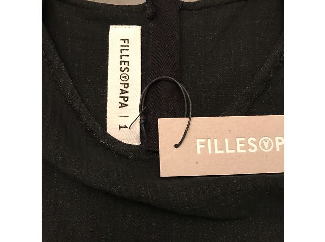 Minivestido negro Filles à Papa de algodón con piedras Swarovski - vista 8