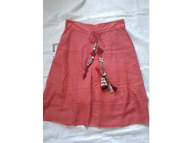 Falda Kenzo Coral de Seda y Algodón con Pompones - vista 3