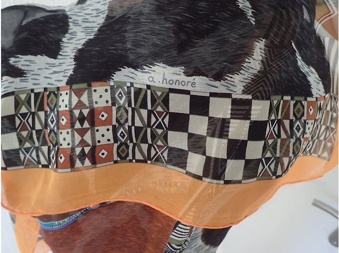 Hermès Lenços Marrom Estampa de leopardo Estampa de zebra - vista 11