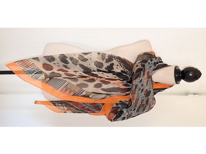 Hermès Lenços Marrom Estampa de leopardo Estampa de zebra - vista 13
