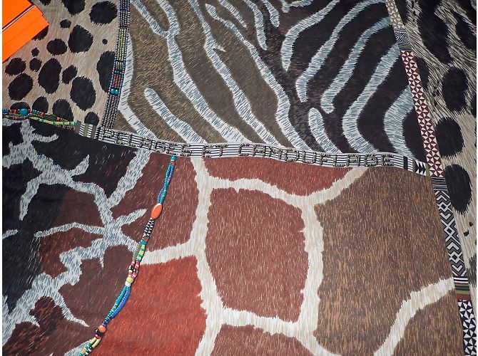 Hermès Lenços Marrom Estampa de leopardo Estampa de zebra - vista 17