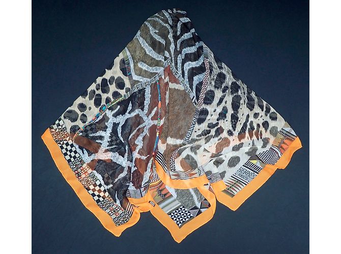 Hermès Lenços Marrom Estampa de leopardo Estampa de zebra - vista 19