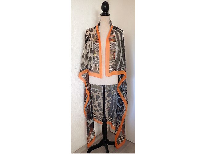 Hermès Lenços Marrom Estampa de leopardo Estampa de zebra - vista 3