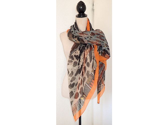 Hermès Lenços Marrom Estampa de leopardo Estampa de zebra - vista 4