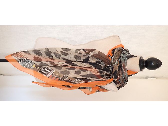 Hermès Lenços Marrom Estampa de leopardo Estampa de zebra - vista 5