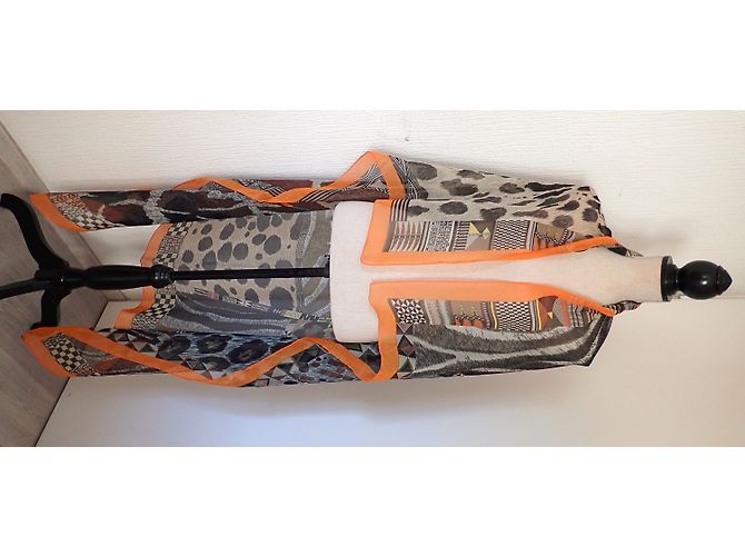 Hermès Lenços Marrom Estampa de leopardo Estampa de zebra - vista 6