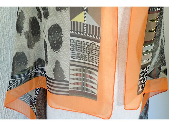Hermès Lenços Marrom Estampa de leopardo Estampa de zebra - vista 7