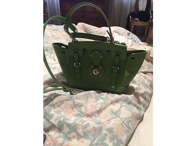 Borsa a mano Ralph Lauren in pelle di agnello verde - vista 4