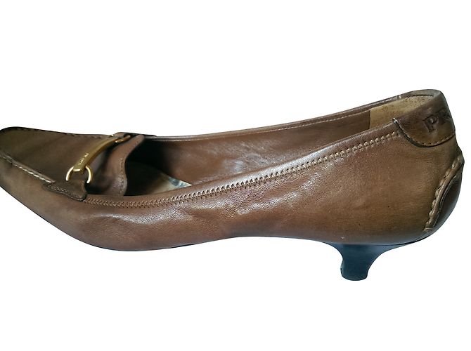 Prada Moccassin Pumps aus Leder Caramel Karamell - Ansicht 2