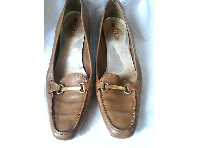 Prada Moccassin Pumps aus Leder Caramel Karamell - Ansicht 3