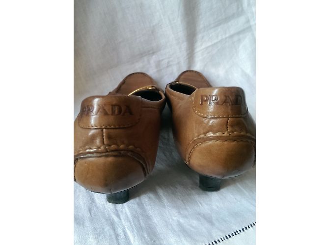 Prada Moccassin Pumps aus Leder Caramel Karamell - Ansicht 5
