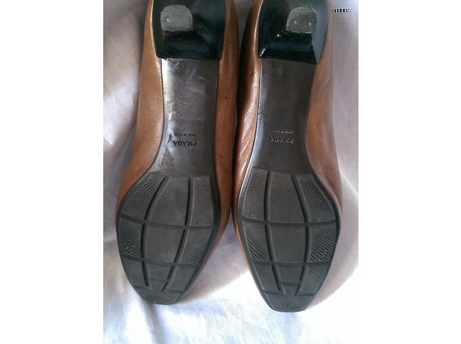 Prada Moccassin Pumps aus Leder Caramel Karamell - Ansicht 7