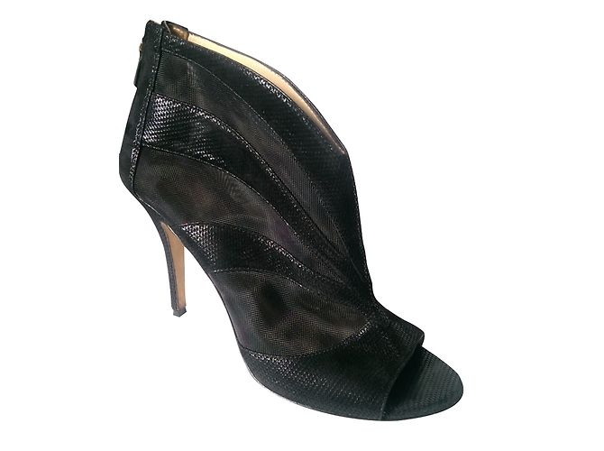 Sandali Fendi in pelle nera con punta aperta 40 Nero - vista 2
