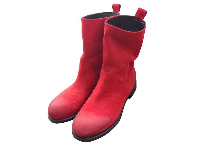 Autre Marque Botines LAT FEM de gamuza roja - vista 2