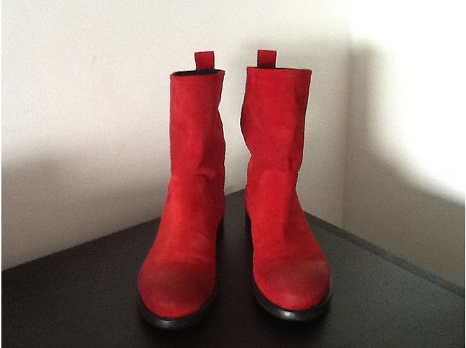 Autre Marque Botines LAT FEM de gamuza roja - vista 7