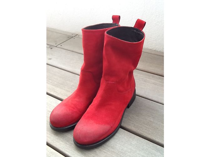 Autre Marque Botines LAT FEM de gamuza roja - vista 8
