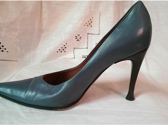 Décolleté Sergio Rossi in pelle blu 36 - vista 3