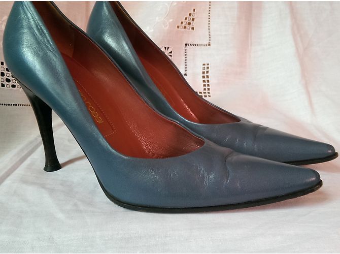 Décolleté Sergio Rossi in pelle blu 36 - vista 4