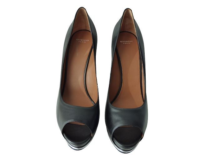 Décolleté con punta aperta Givenchy in pelle di vitello nera Nero - vista 2