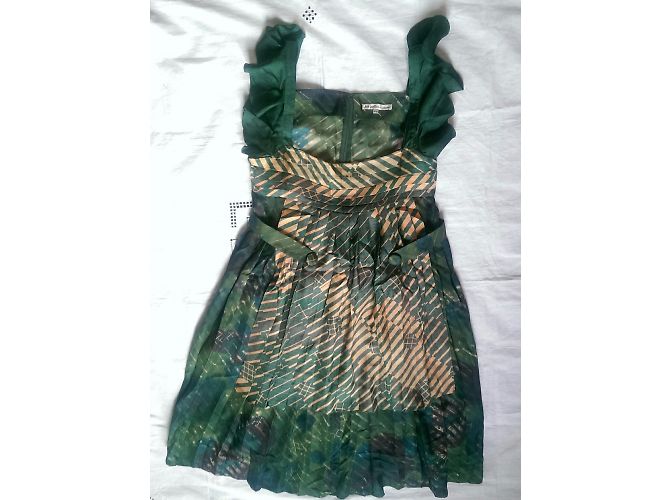 Vestito Les Petites in seta multicolore senza maniche Verde - vista 3