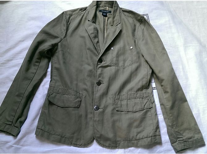 Giacca Blazer Calvin Klein Verde Cotone Lino M - vista 3