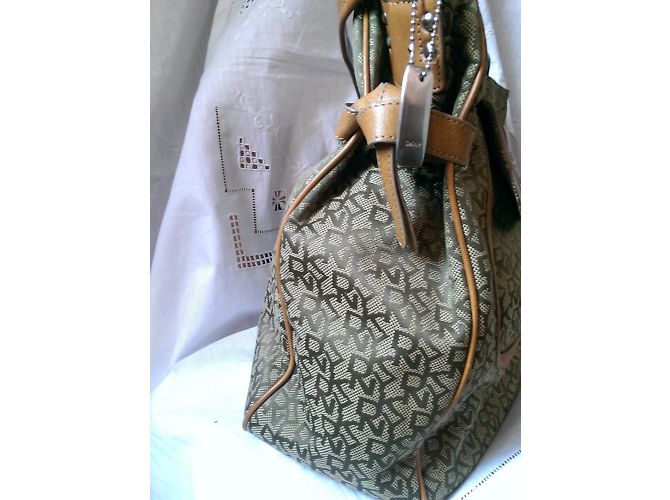 Borsa Tote Dkny Verde Kaki in Tela e Pelle - vista 5