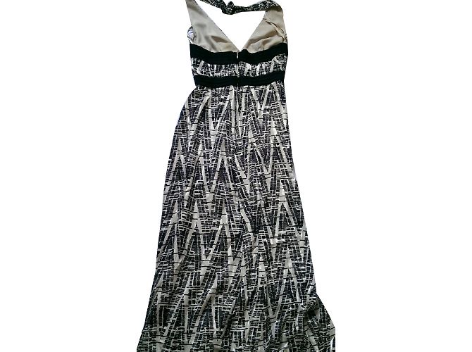 Vestido Bcbg Max Azria de seda sem alças e sem costas preto bege - vista 2