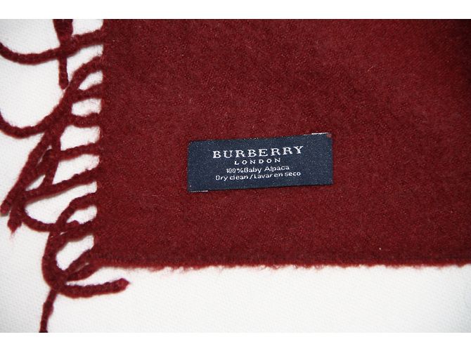 Sciarpa Burberry in lana rosso scuro Bordò - vista 4