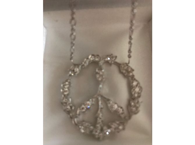Stone Peace and Love Halskette aus 18K Weißgold und Diamanten Silber - Ansicht 2