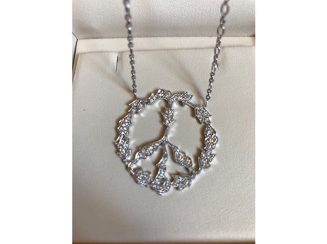 Stone Peace and Love Halskette aus 18K Weißgold und Diamanten Silber - Ansicht 4