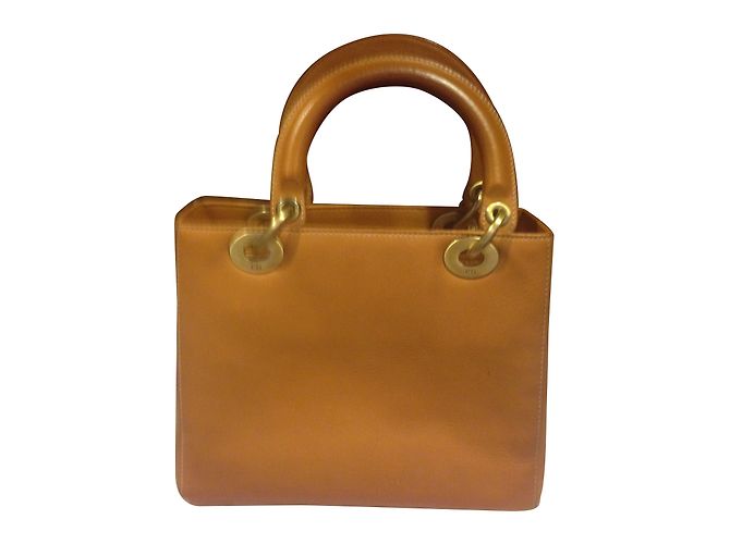 Bolsa de mão Christian Dior Lady Dior em couro marrom claro Castanho claro - vista 2
