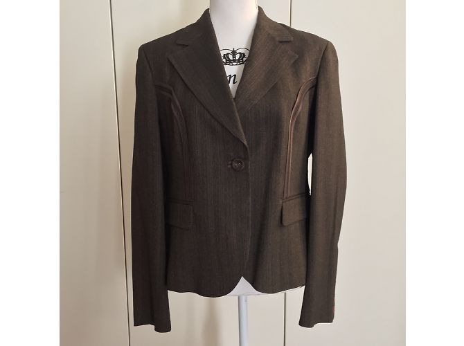 Trussardi Jeans Brown Viscose Jacket IT 46 - view 3