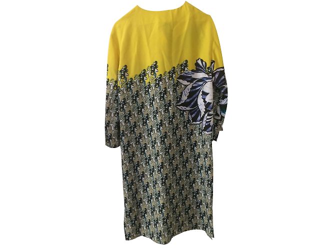 Etro Vestido de seda amarillo y estampado. Multicolor - vista 2