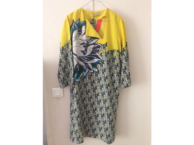 Etro Vestido de seda amarillo y estampado. Multicolor - vista 3